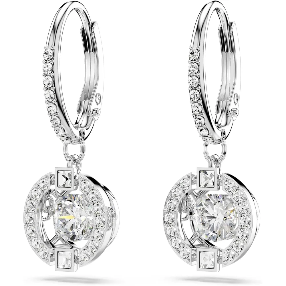 SWAROVSKI ARETES DROP REDONDO UNA ACABADO RODIO PARA MUJER | TRANSPARENTE