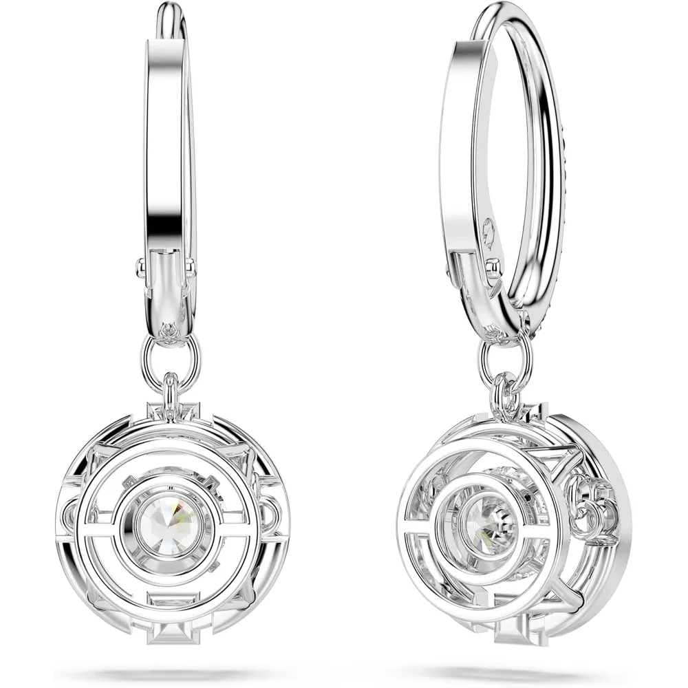 SWAROVSKI ARETES DROP REDONDO UNA ACABADO RODIO PARA MUJER | TRANSPARENTE