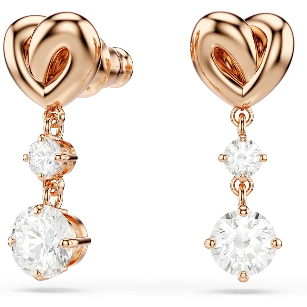 SWAROVSKI ARETES DROP CORAZÓN LIFELONG HEART ACABADO ORO ROSA PARA MUJER | ORO ROSA