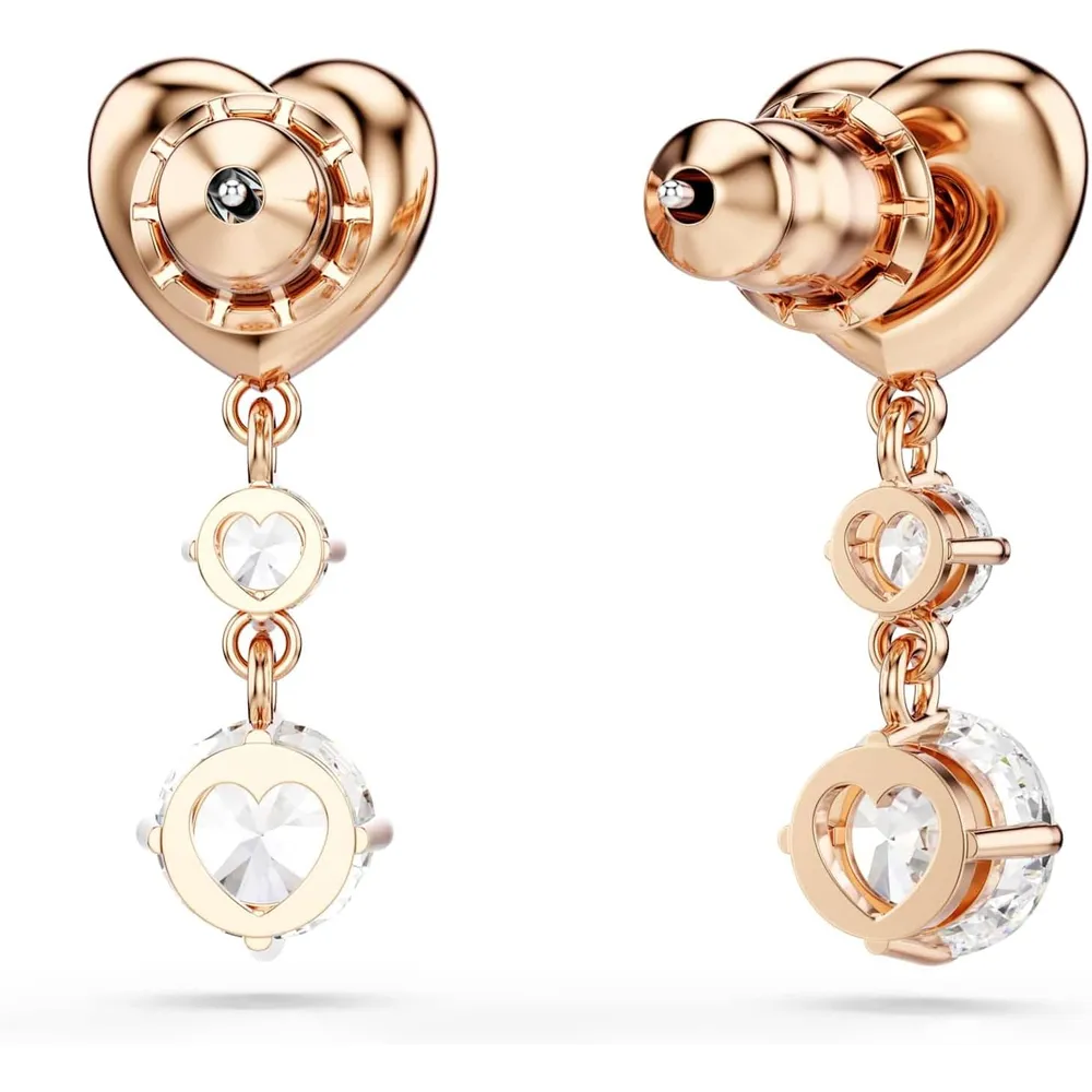 SWAROVSKI ARETES DROP CORAZÓN LIFELONG HEART ACABADO ORO ROSA PARA MUJER | ORO ROSA