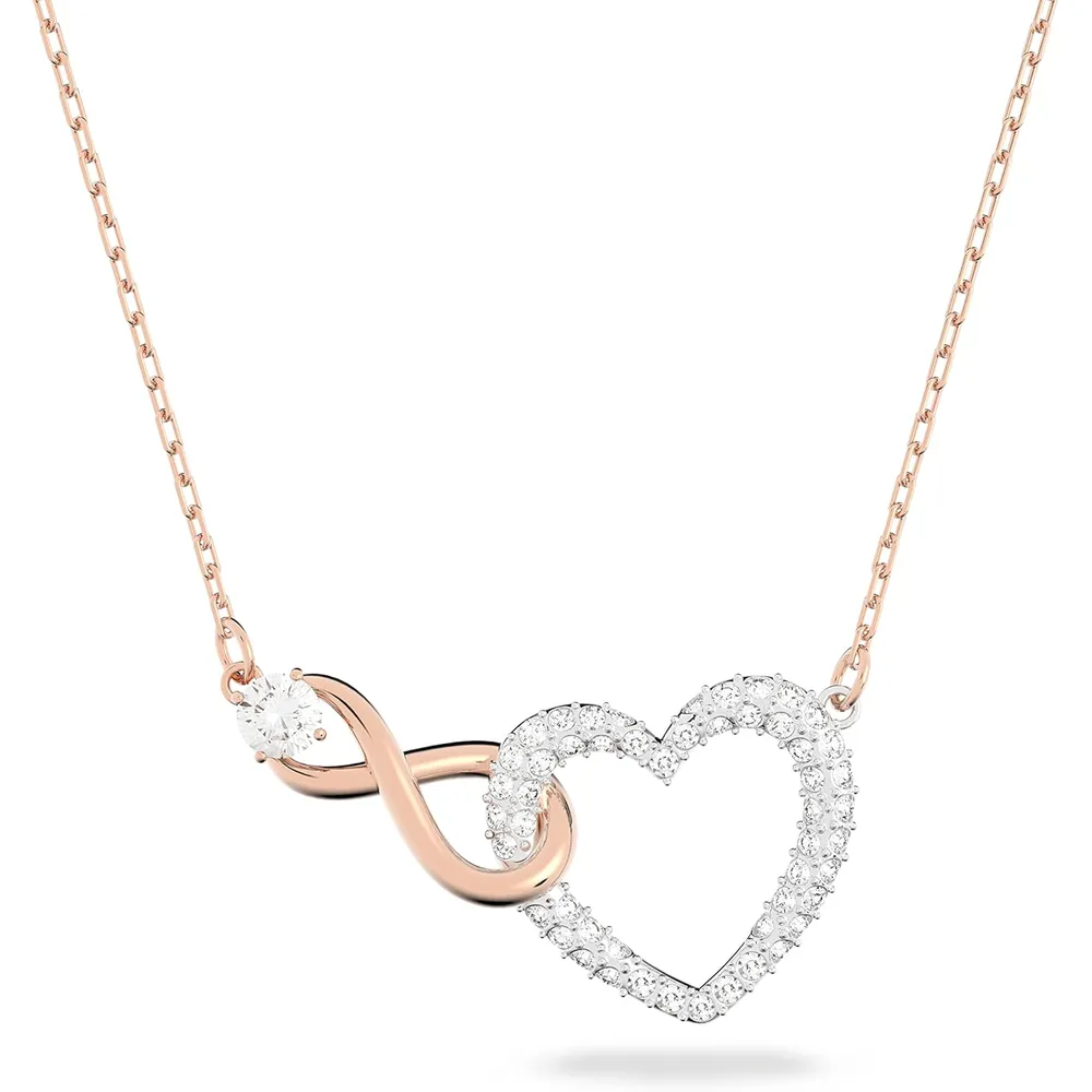 SWAROVSKI COLLAR PENDIENTE INFINITO CORAZÓN HYPERBOLA ACABADO MIXTO PARA MUJER | ORO ROSA