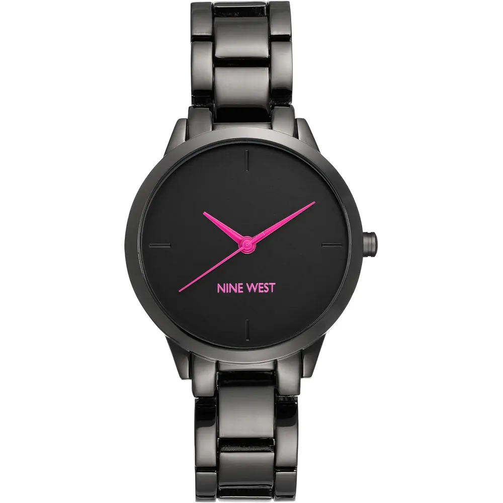 Nine West Reloj de pulsera Gunmetal para mujer | Negro/Púrpura