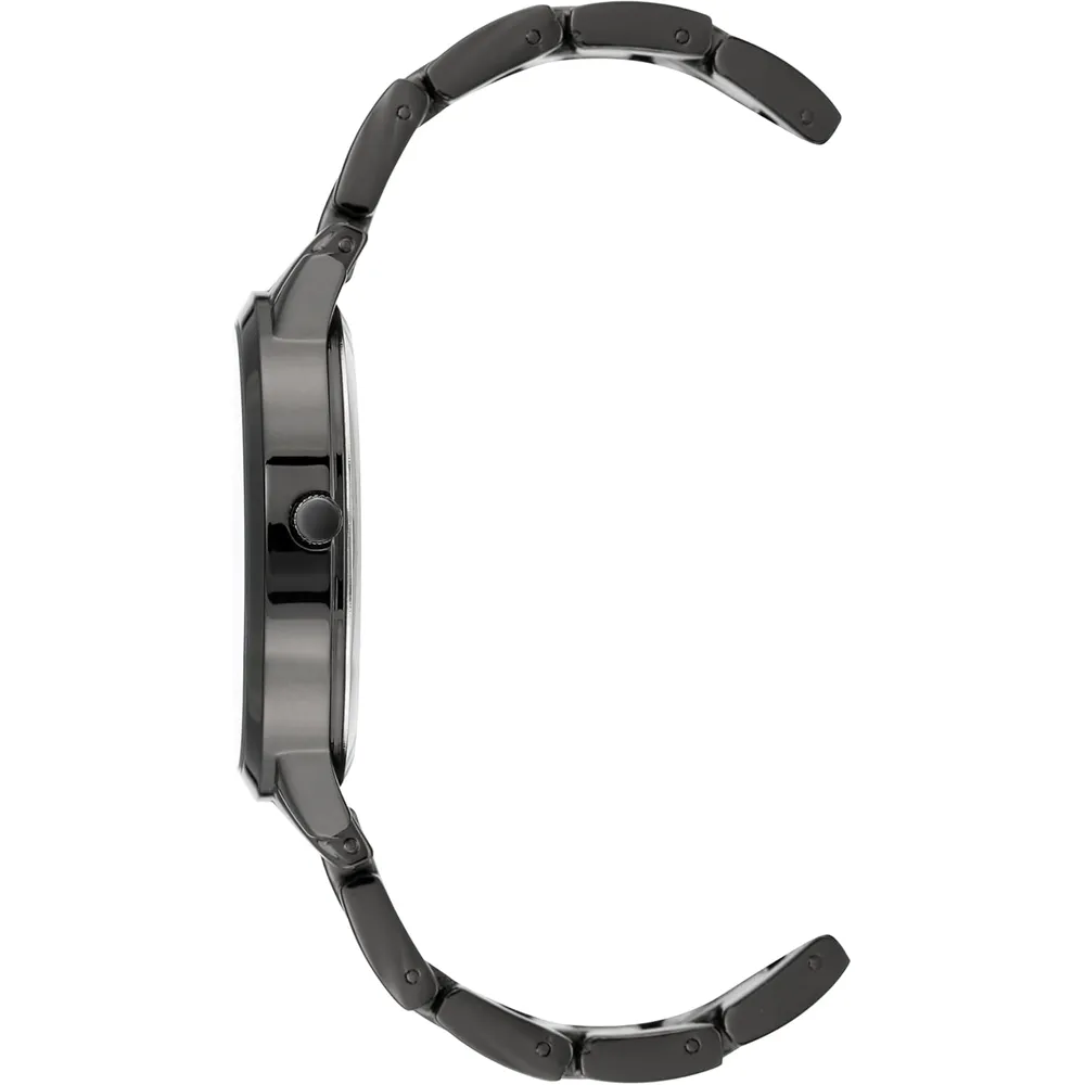 Nine West Reloj de pulsera Gunmetal para mujer | Negro/Púrpura