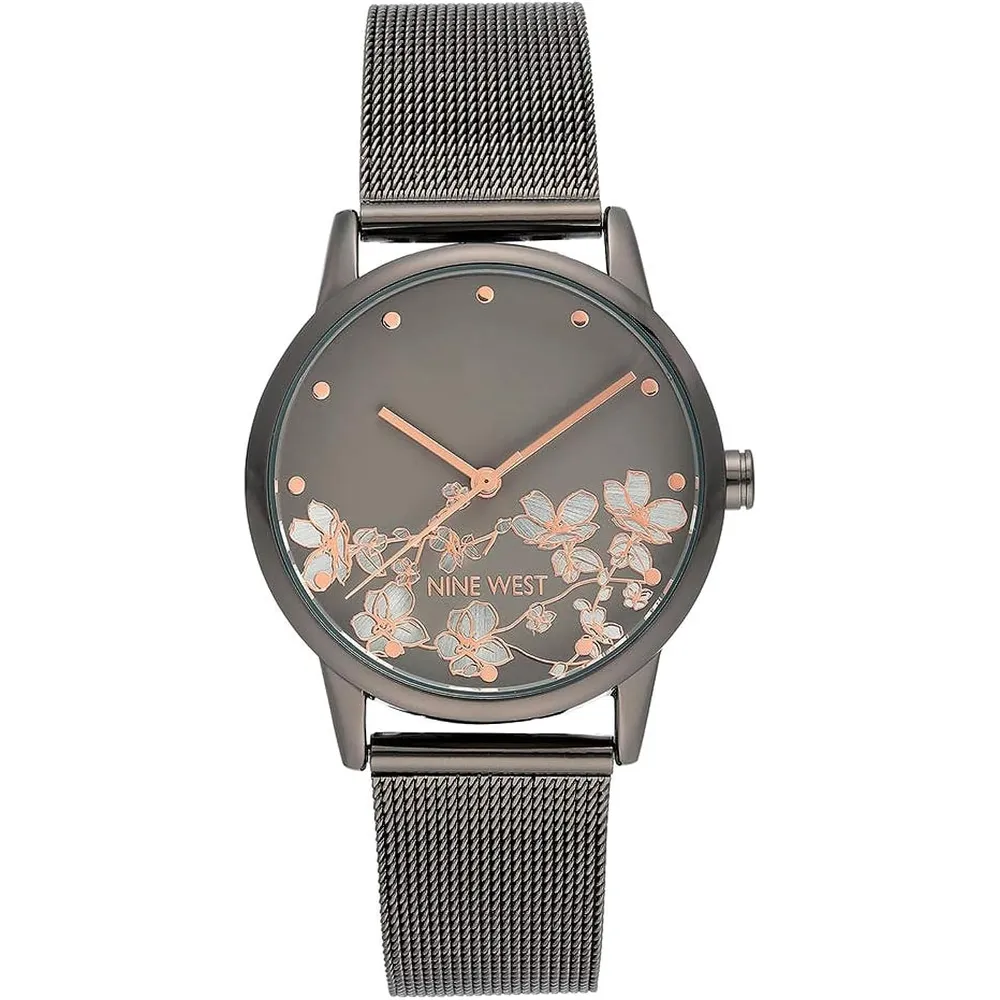 Nine West NW/2429FLGY reloj femenino con correa tipo brazalete | Plata/Gris  | 37 mm