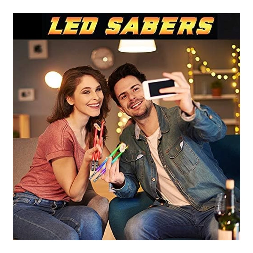 Palillos de Luz Lightsable con Luz Led Brillante de Star Wars - Mango Extraíble - Apto para Lavavajillas - 8 Modos de Color - 1 Par