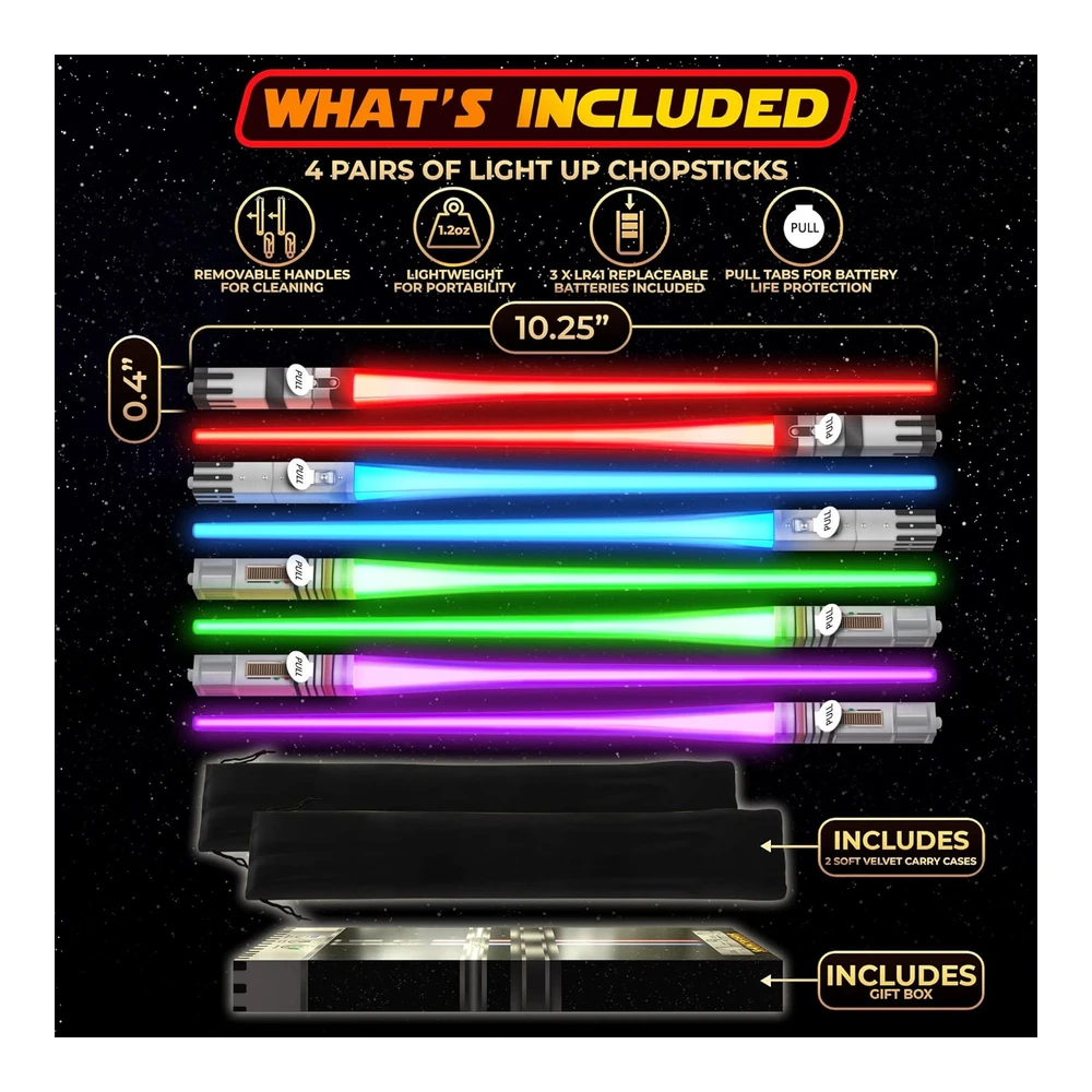 b08235lnxr_2.webp Lightsable Palillos Iluminados con Luz Led de Star Wars - Sable de Luz Brillante - Reutilizables