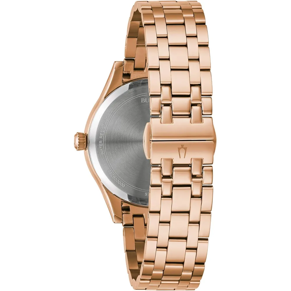 Bulova reloj clásico cuarzo mujer esfera diamantes acero inoxidable 3 agujas | Oro Rosa