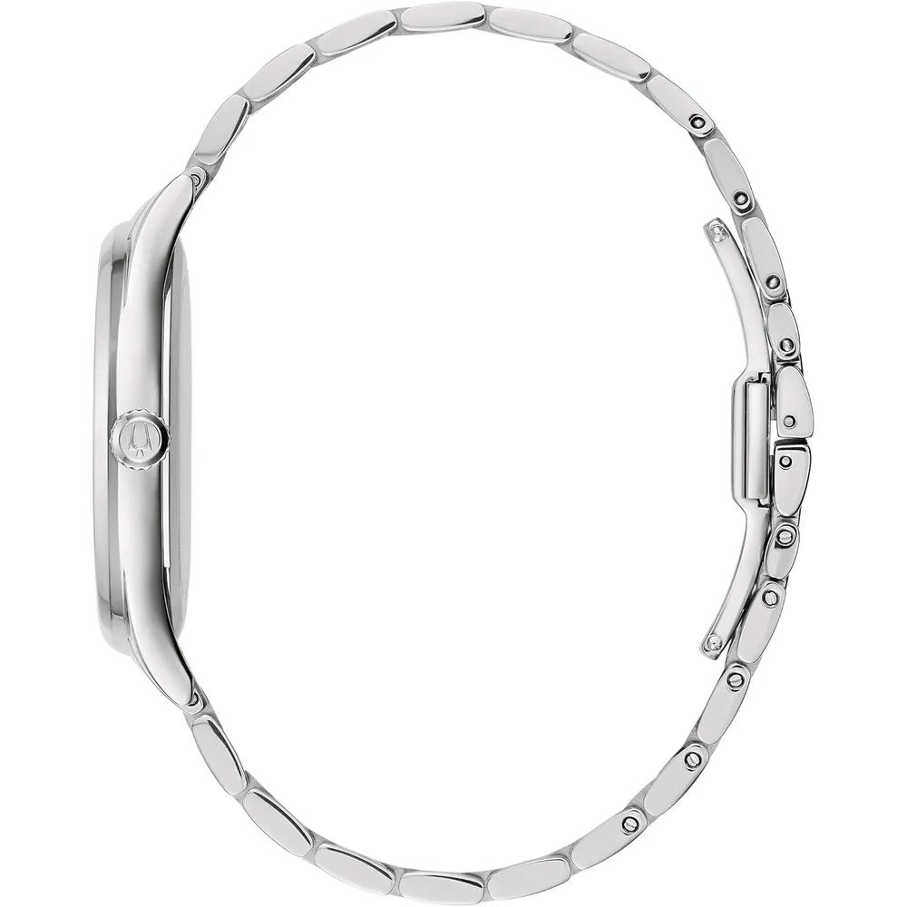 Bulova reloj clásico cuarzo mujer esfera diamantes acero inoxidable 3 agujas | Plateado
