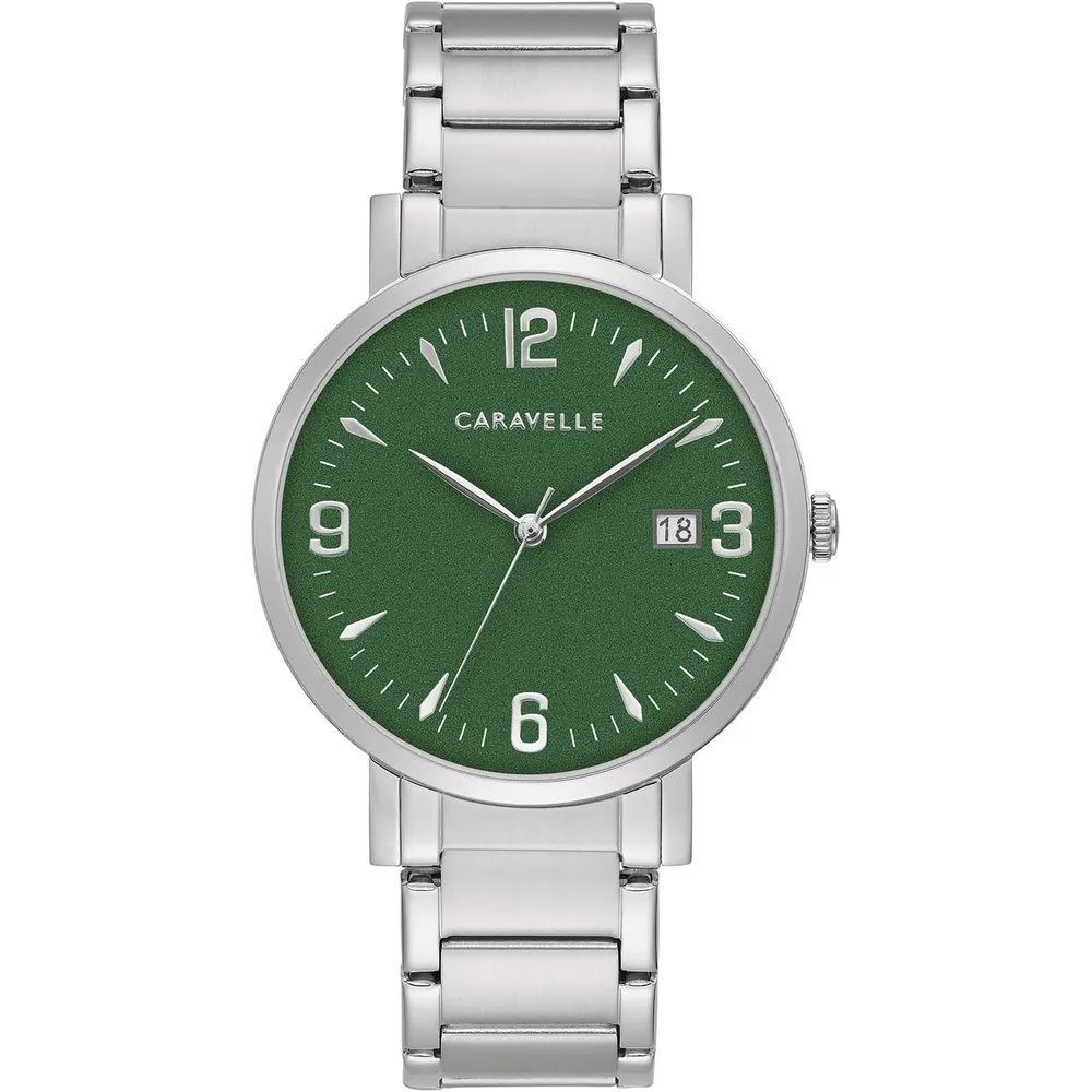 Bulova reloj Caravelle Dress cuarzo hombre 3 agujas fecha acero inoxidable | Plata