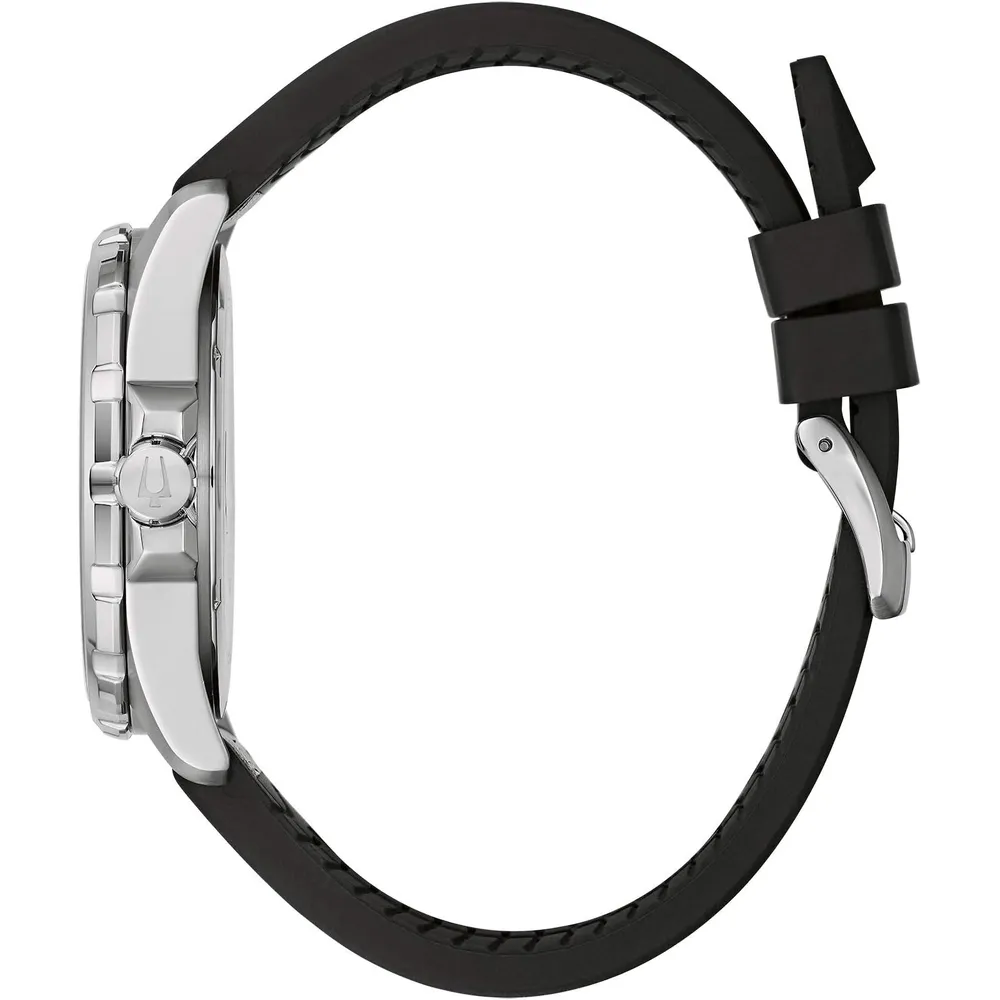 Bulova reloj Marine Star cuarzo hombre acero inoxidable correa cuero silicona | Negro