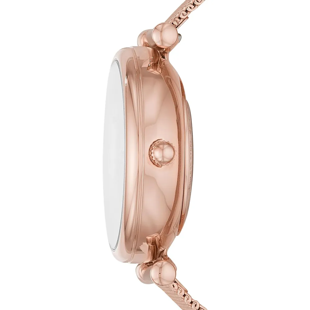 Fossil reloj automático Carlie para mujer, malla de acero | Oro Rosa
