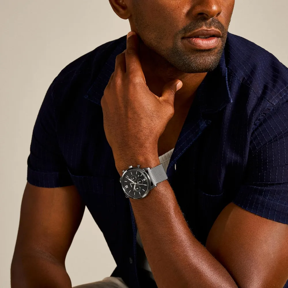 Fossil reloj cronógrafo Neutra de cuarzo para hombre, acero y cuero | Gris