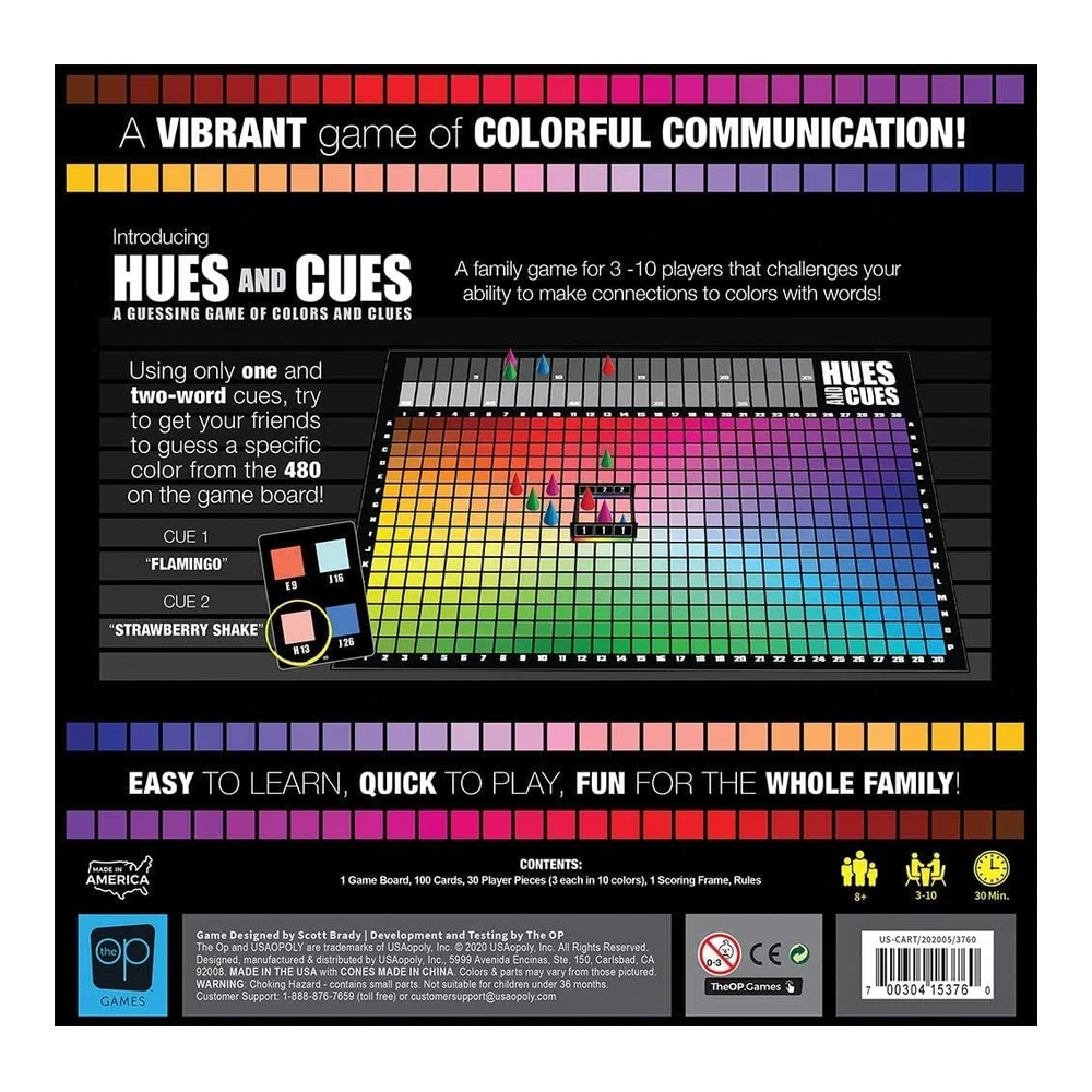 JUEGO DE MESA HUES AND CUES ADIVINANZAS DE COLORES VIBRANTES