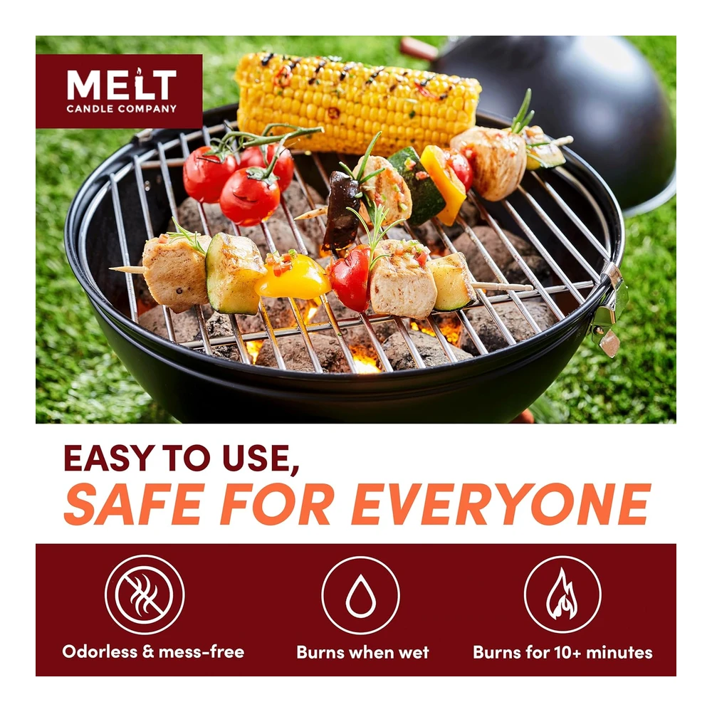 Melt Candle Company - Iniciador de Fuego - Paquete de 160 Iniciadores de Fuego de Carbón para Fogatas - Chimenea - Fosa de Parrilla - Hogar - Barbacoa y Ahumador - Resistente Al Agua y Sin Olor