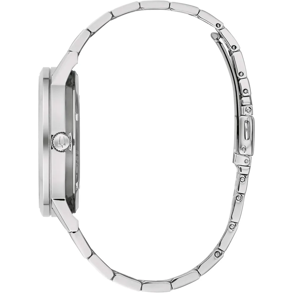 Bulova reloj clásico vestir hombre automático 3 agujas 21 joyas apertura | Plata/Azul
