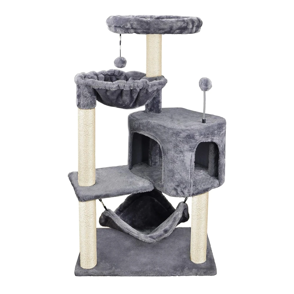Árbol para Gatos Más Nuevo con Condominio para Gatos y Hamaca Grande Gris | Gris