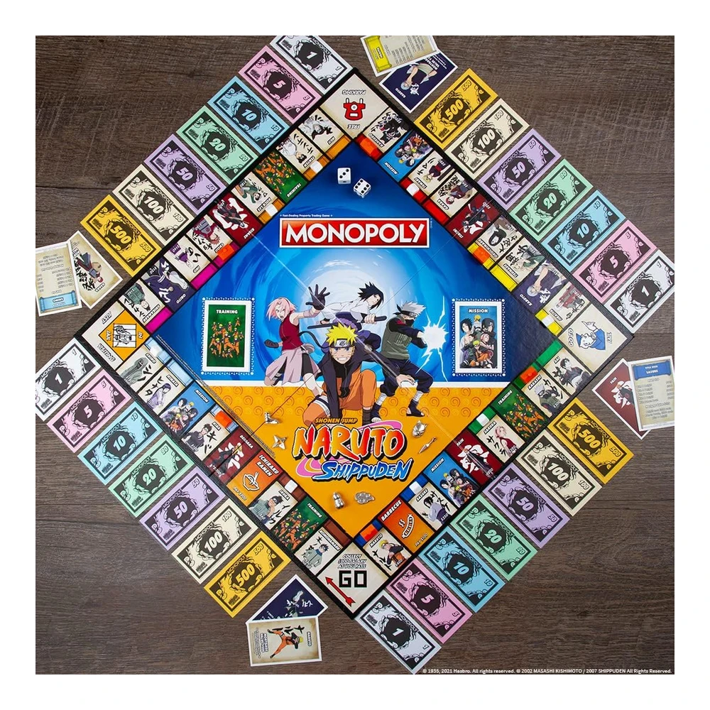 b0851nzw34_1.webp Monopoly Naruto - Juego de Monopolio Coleccionable con Serie Manga Japonesa - con Lugares de La Serie y Momentos Icónicos