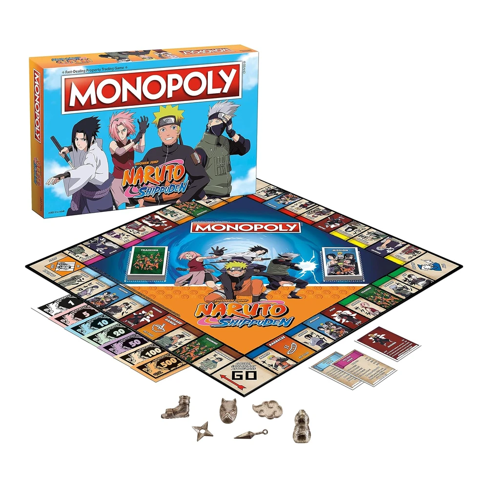 b0851nzw34_2.webp Monopoly Naruto - Juego de Monopolio Coleccionable con Serie Manga Japonesa - con Lugares de La Serie y Momentos Icónicos