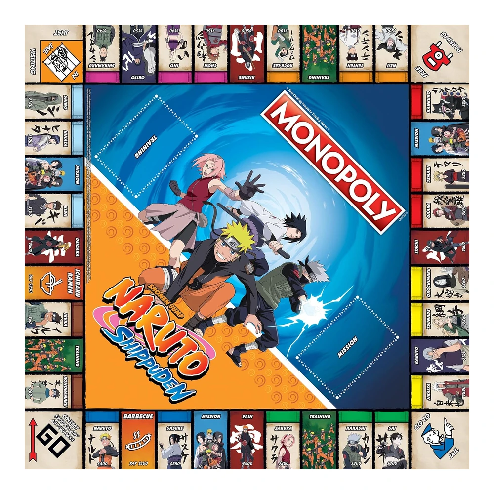 b0851nzw34_3.webp Monopoly Naruto - Juego de Monopolio Coleccionable con Serie Manga Japonesa - con Lugares de La Serie y Momentos Icónicos