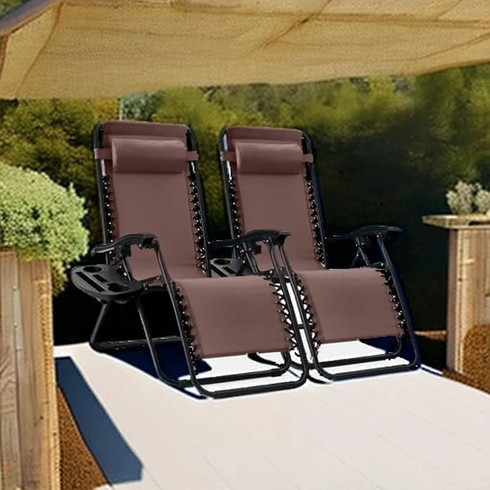 Juego de 2 sillones reclinables con portavasos Best Choice Products | Marrón