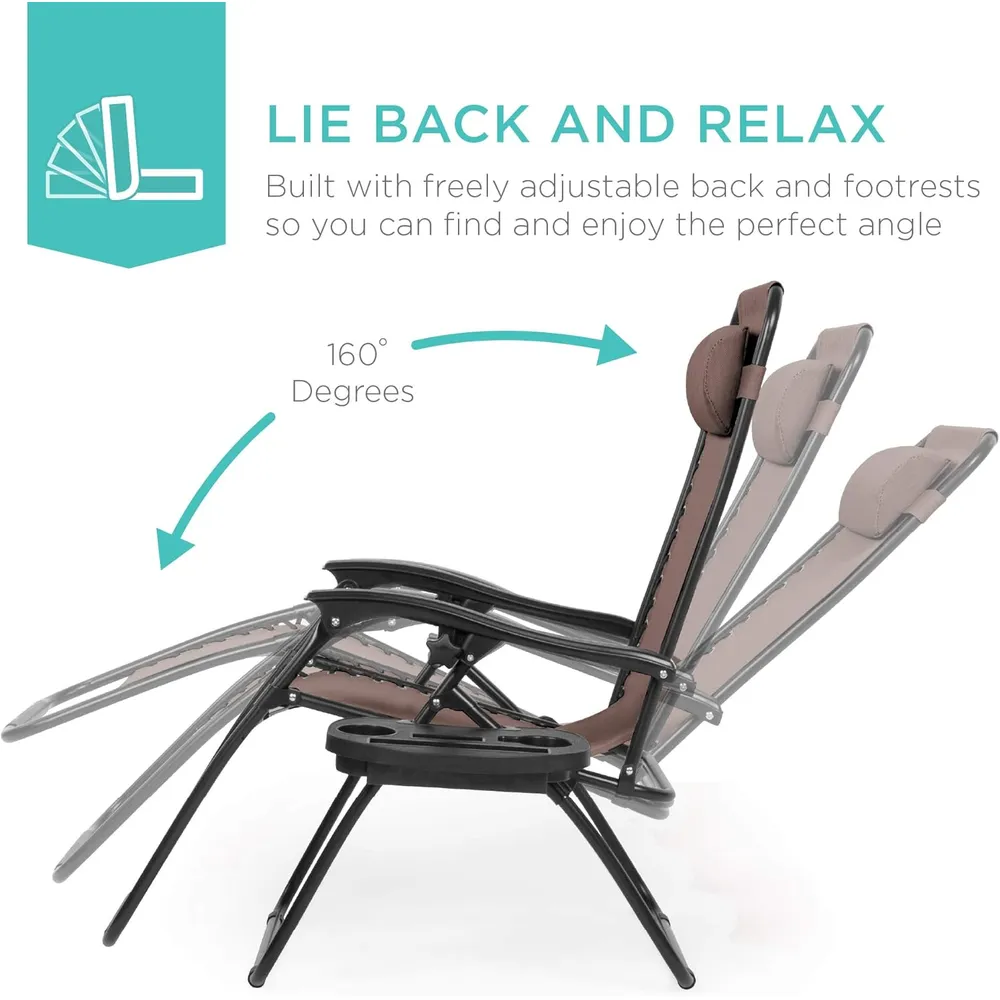 Juego de 2 sillones reclinables con portavasos Best Choice Products | Marrón