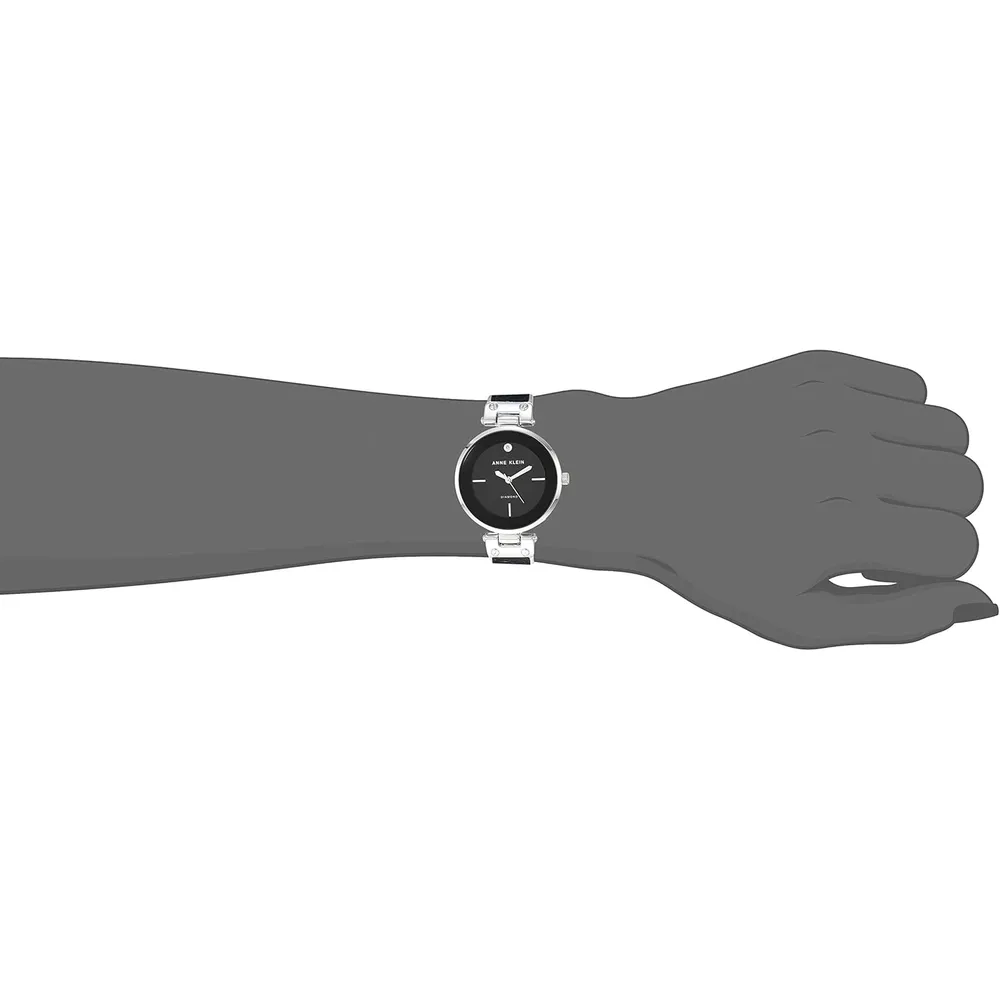 Anne Klein AK/2512LPGB reloj para mujer con diamante auténtico | 34 mm - Negro/Plata