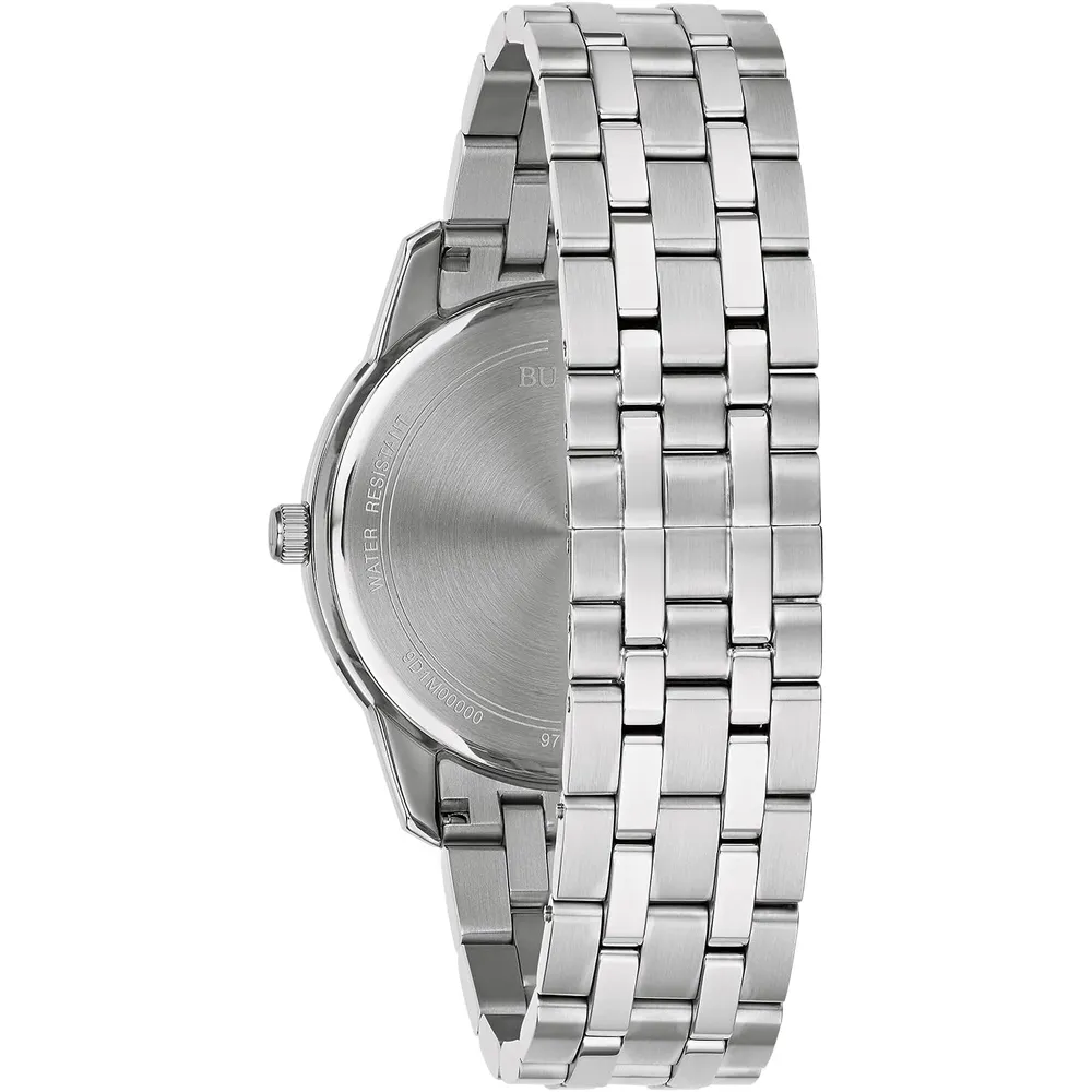 Bulova reloj clásico Sutton hombre cuarzo 3 agujas calendario fecha | Plata