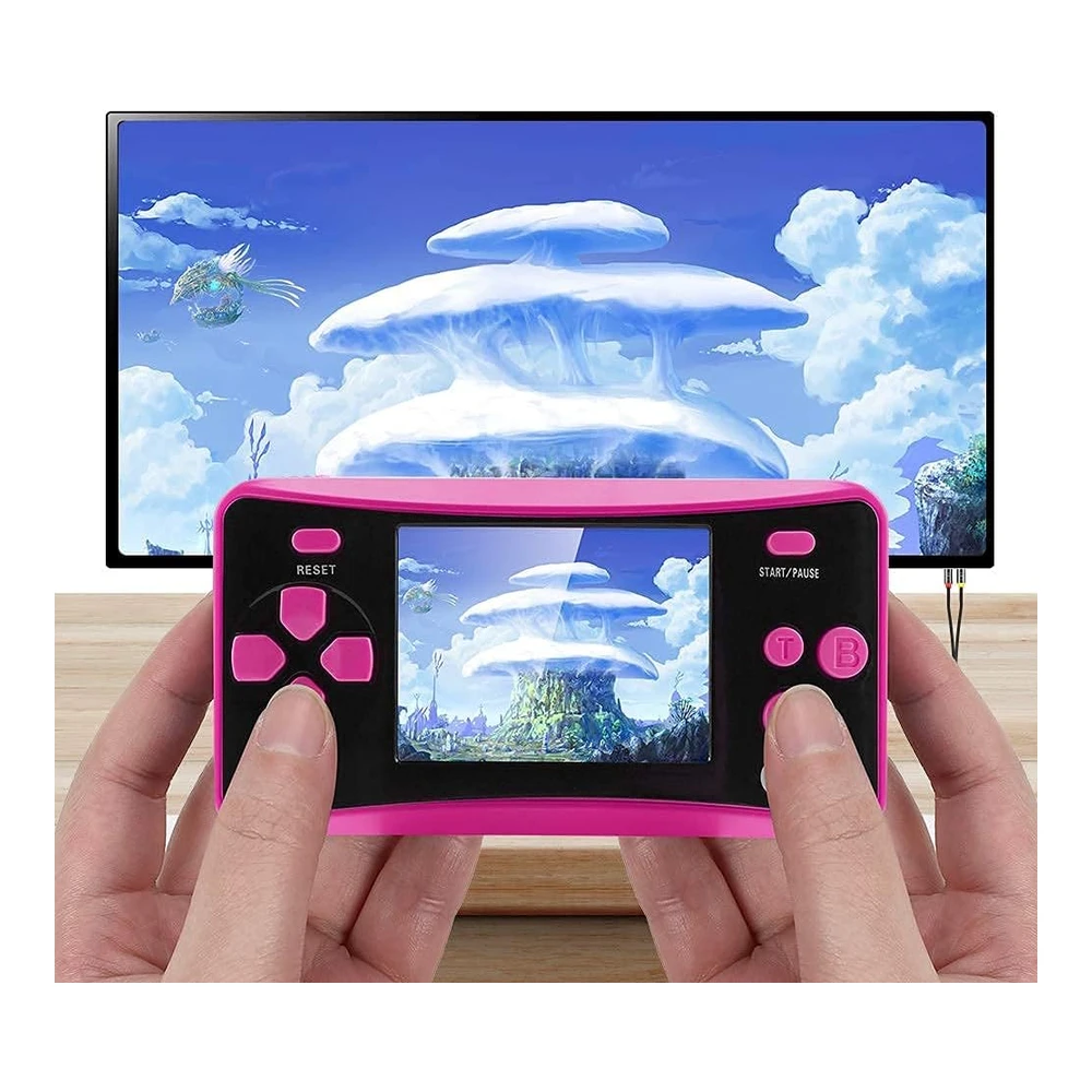CONSOLA DE JUEGOS DE MANO 182 JUEGOS RETRO INTEGRADOS, PANTALLA LCD 2.5'', SALIDA TV PORTÁTIL 8 BITS | ROJO