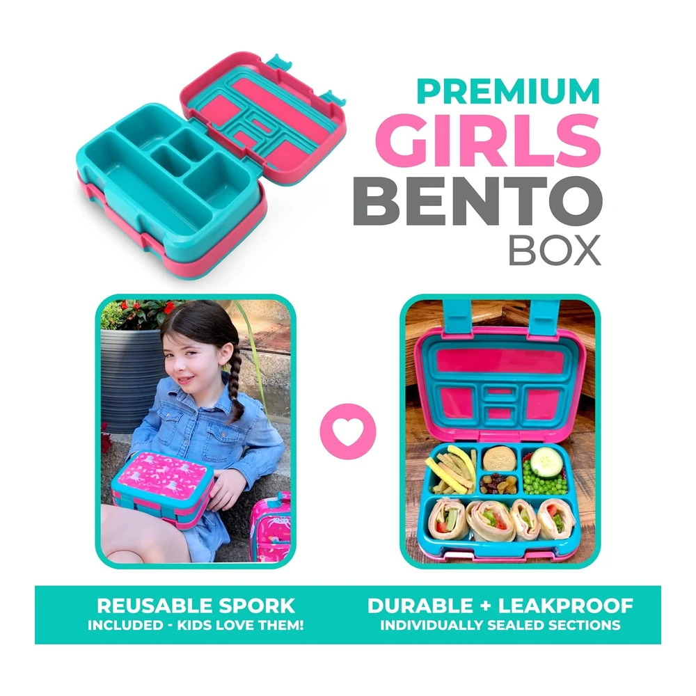 Lonchera Bento Infantil - 5 Secciones para Control de Porciones