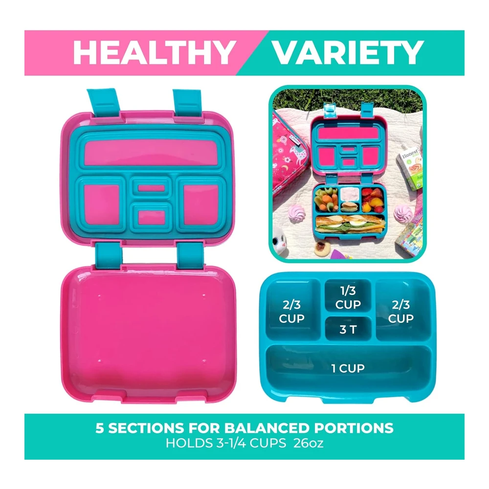 Lonchera Bento Infantil - 5 Secciones para Control de Porciones