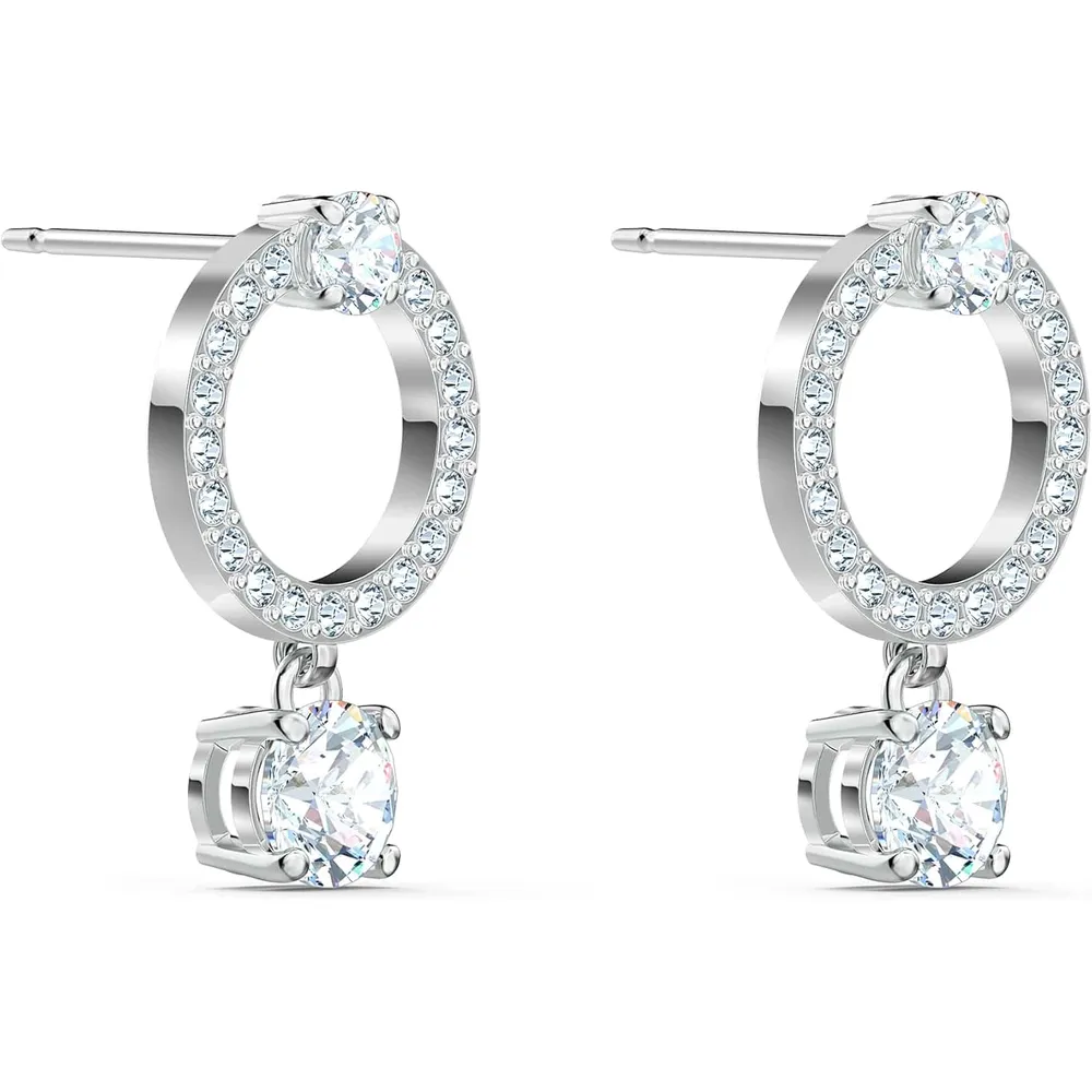 SWAROVSKI ARETES STUD CÍRCULO ATTRACT ACABADO RODIO PARA MUJER | PLATEADO