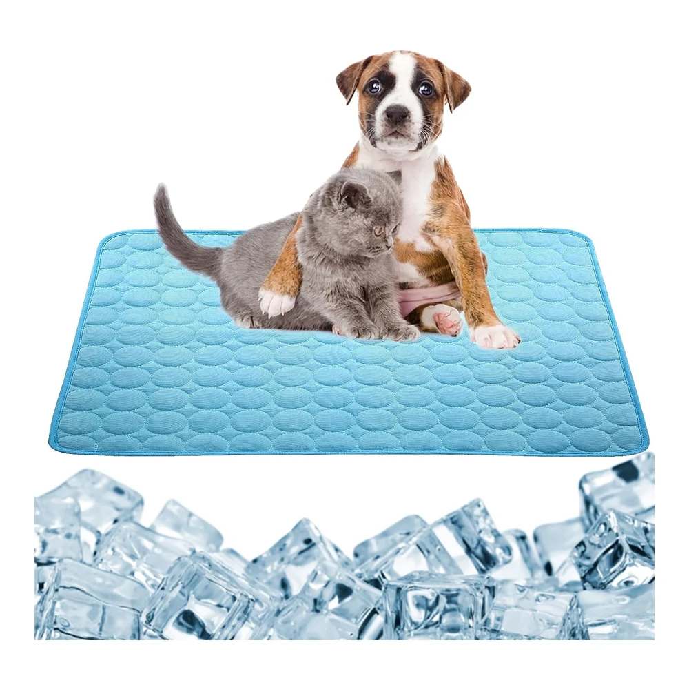 Tapete Transpirable de Refrigeración de Gran Tamaño para Perros - para Mascotas - para El Verano - para Perros - Gatos - Caseta - Jaula - Manta de Refrigeración para Dormir - Lavable a Máquina - 40 X 28" - Color Azul