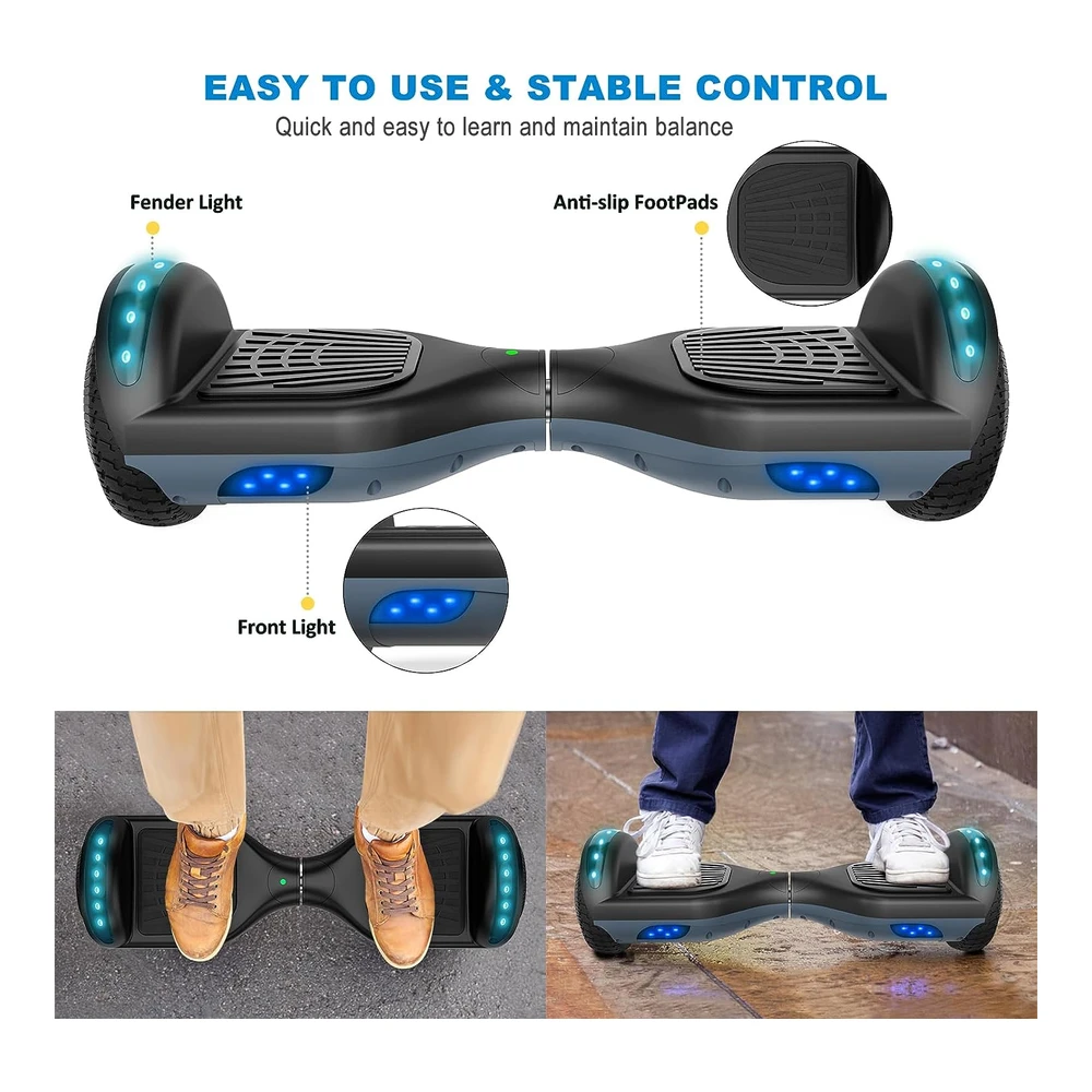 Flying-Ant Hoverboard - Aeropatinetas Autoequilibrantes de 6.5' con Bluetooth y Luces Led Intermitentes