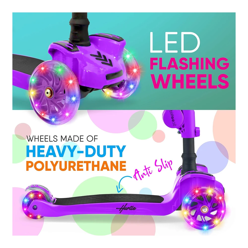b088ty63yb_3.webp Patineta para niños - Stand y Cruise - Plegable de Juguete con Altura Ajustable - Antideslizante - Luces de Rueda Intermitentes