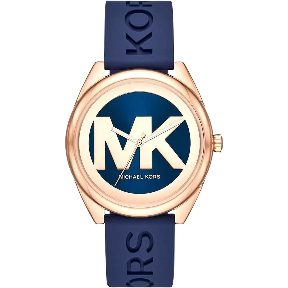 MICHAEL KORS Reloj Janelle MK7140 de acero inoxidable con tres manecillas con Movimiento de cuarzo | Oro Rosa - Azul