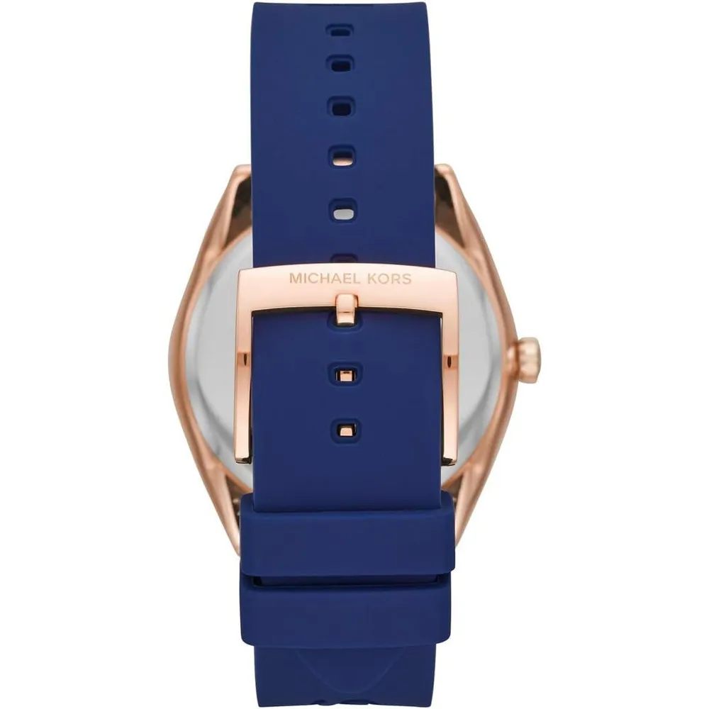 MICHAEL KORS Reloj Janelle MK7140 de acero inoxidable con tres manecillas con Movimiento de cuarzo | Oro Rosa - Azul