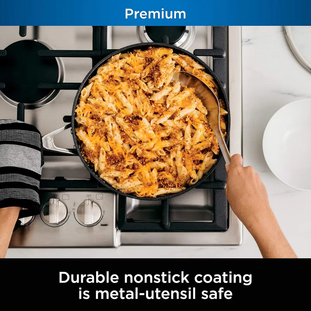 Ninja sartén C30130 Foodi Neverstick Premium con tapa, antiadherente, 3 qt / 2,8 L | Gris Pizarra