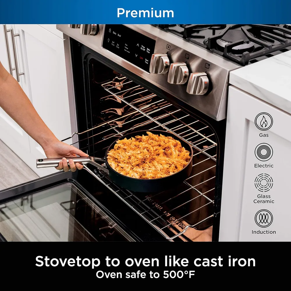 Ninja sartén C30130 Foodi Neverstick Premium con tapa, antiadherente, 3 qt / 2,8 L | Gris Pizarra