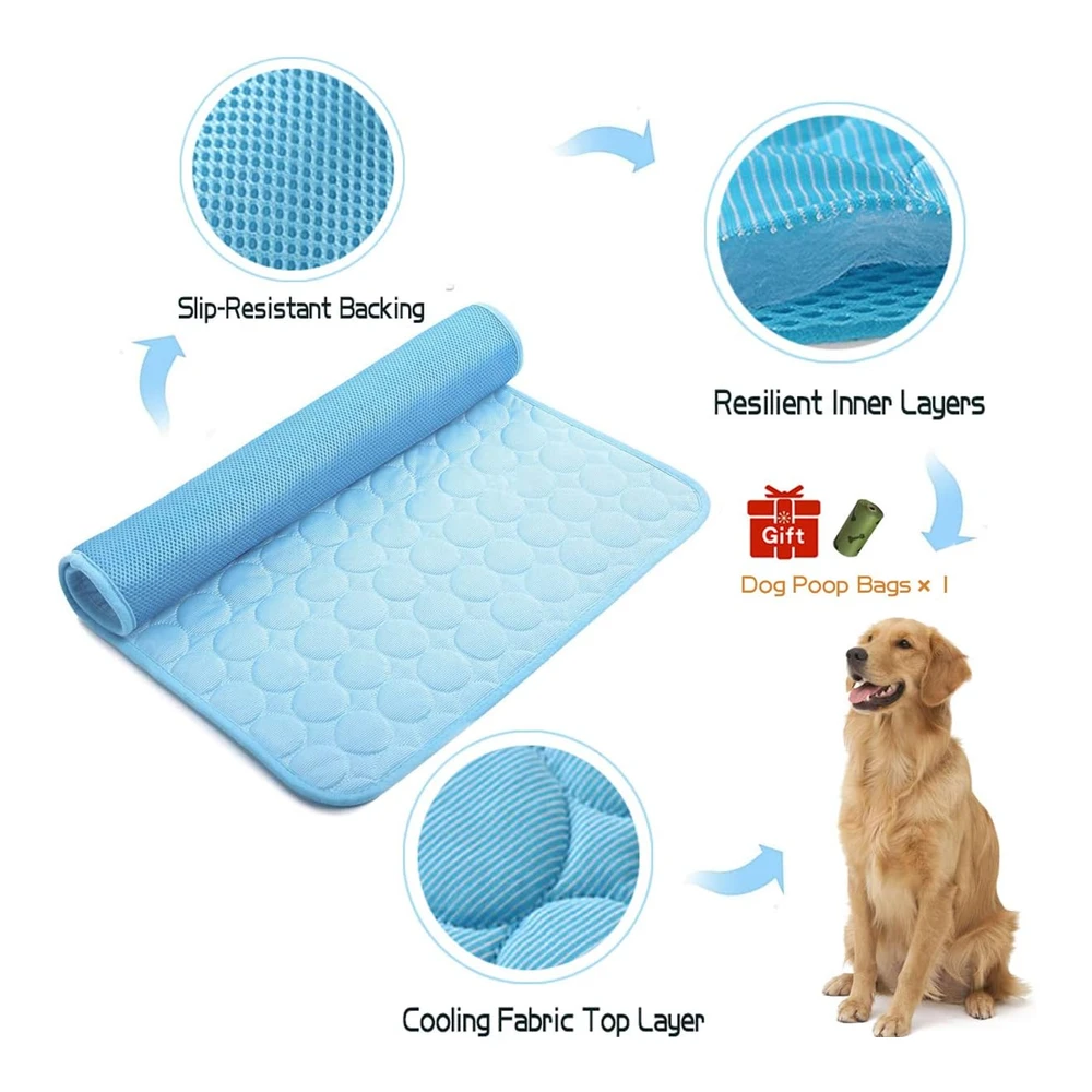 Microcosmos - Alfombrilla de Enfriamiento de Verano y Almohadilla de Dormir - Parte Superior de Absorción de Agua - Fondo Impermeable - Materiales Seguros - Fácil de Llevar y de Limpiar Mantiene El Enfriamiento para Mascotas - Niños y Adultos. (27 X 22") L