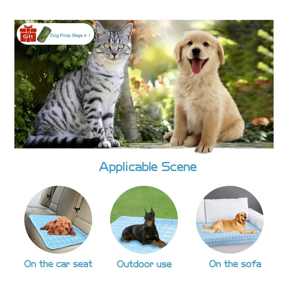 Microcosmos - Alfombrilla de Enfriamiento de Verano y Almohadilla de Dormir - Parte Superior de Absorción de Agua - Fondo Impermeable - Materiales Seguros - Fácil de Llevar y de Limpiar Mantiene El Enfriamiento para Mascotas - Niños y Adultos. (27 X 22") L