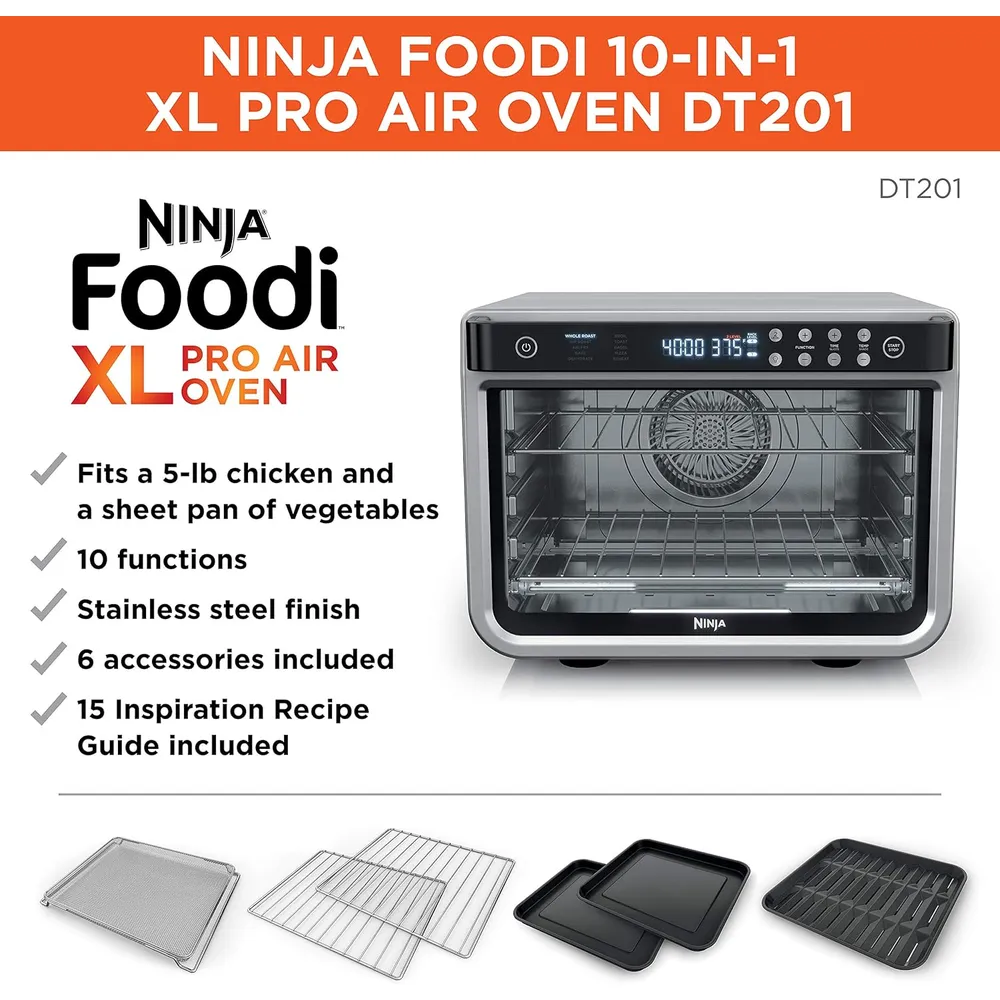 NINJA FOODI DT201, HORNO TOSTADOR 10 EN 1, 2.2 KG / 4.85 LB | ACERO INOXIDABLE