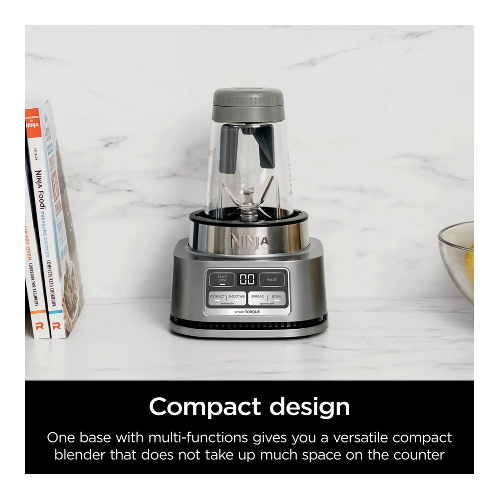 NINJA SS101 FOODI SMOOTHIE MAKER & EXTRACTOR DE NUTRIENTES 1200 WP - 6 FUNCIONES DE BATIDOS - EXTRACCIONES - UNTABLES - SMARTTORQUE - 14 OZ. MÁQUINA DE BATIDOS - (2) TAZAS Y TAPAS PARA LLEVAR - PLATA