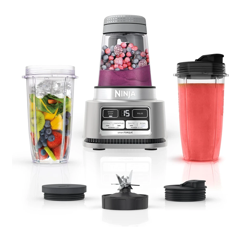 NINJA SS101 FOODI SMOOTHIE MAKER & EXTRACTOR DE NUTRIENTES 1200 WP - 6 FUNCIONES DE BATIDOS - EXTRACCIONES - UNTABLES - SMARTTORQUE - 14 OZ. MÁQUINA DE BATIDOS - (2) TAZAS Y TAPAS PARA LLEVAR - PLATA