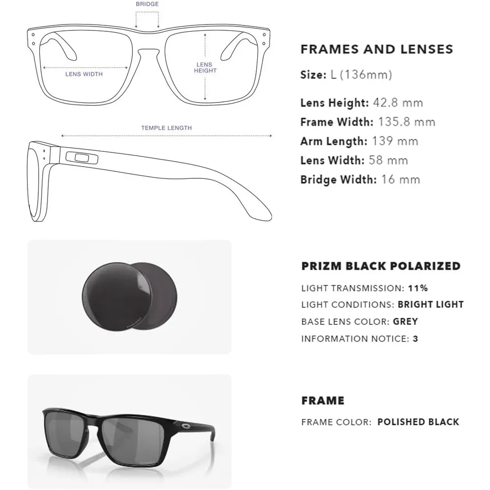 Oakley Sylas OO9448F Low Bridge Fit Gafas de sol para hombre | Polished Black / Prizm Black
