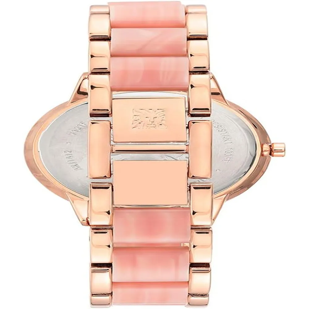 Anne Klein AK/1413LBSV reloj para mujer con pulsera de resina | 37 mm - Rosa nacarado/oro rosa