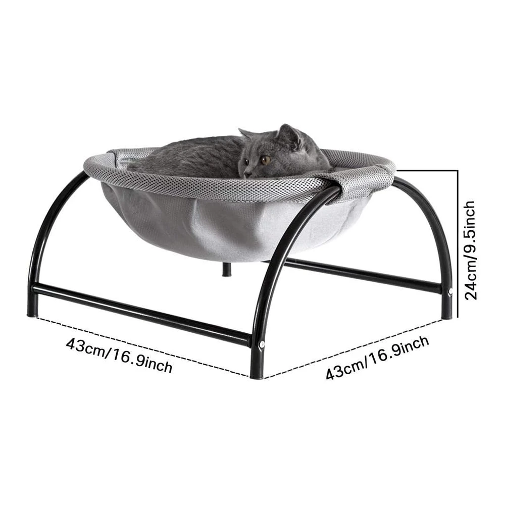 Junspow Cama para Gatos Hamaca para Mascotas Cama para Dormir Estructura Estable Desmontable Excelente Transpirabilidad Fácil | Azul