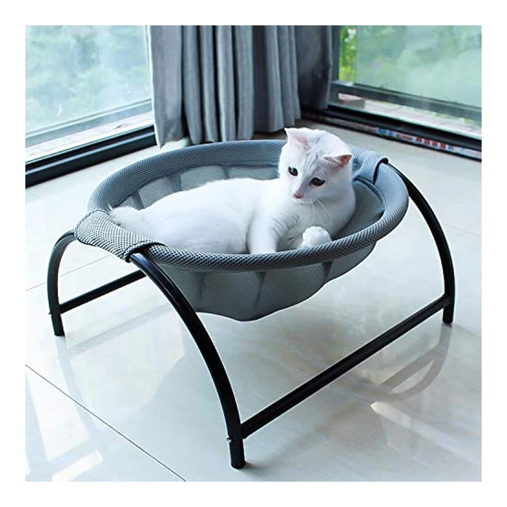Junspow Cama para Gatos Hamaca para Mascotas Cama para Dormir Estructura Estable Desmontable Excelente Transpirabilidad Fácil | Azul