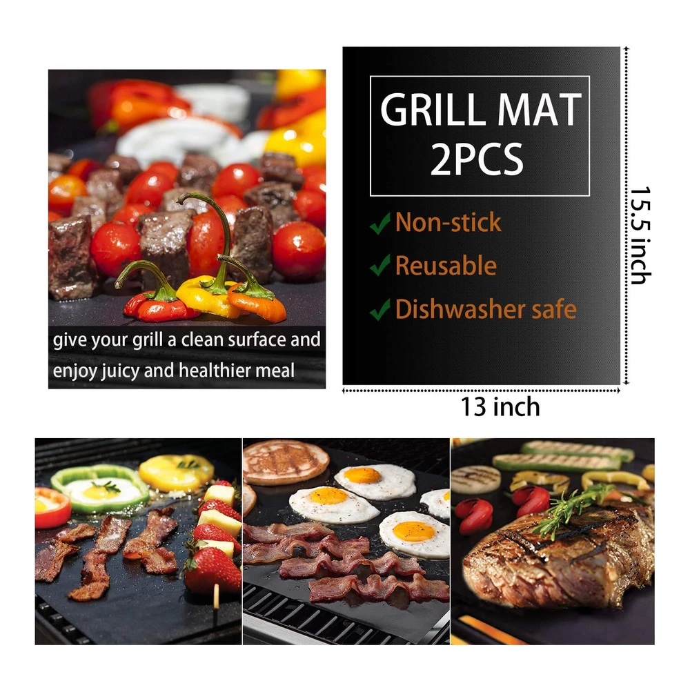 Romanticist Juego de 30 Herramientas para Parrilla de Barbacoa para Hombres y Papá - Juego de Utensilios de Parrilla de Acero Inoxidable Resistente - Kit de Accesorios de Parrilla Antideslizantes con Termómetro - Alfombrillas En Caja de Aluminio para Viajes - Exteriores - Marrón