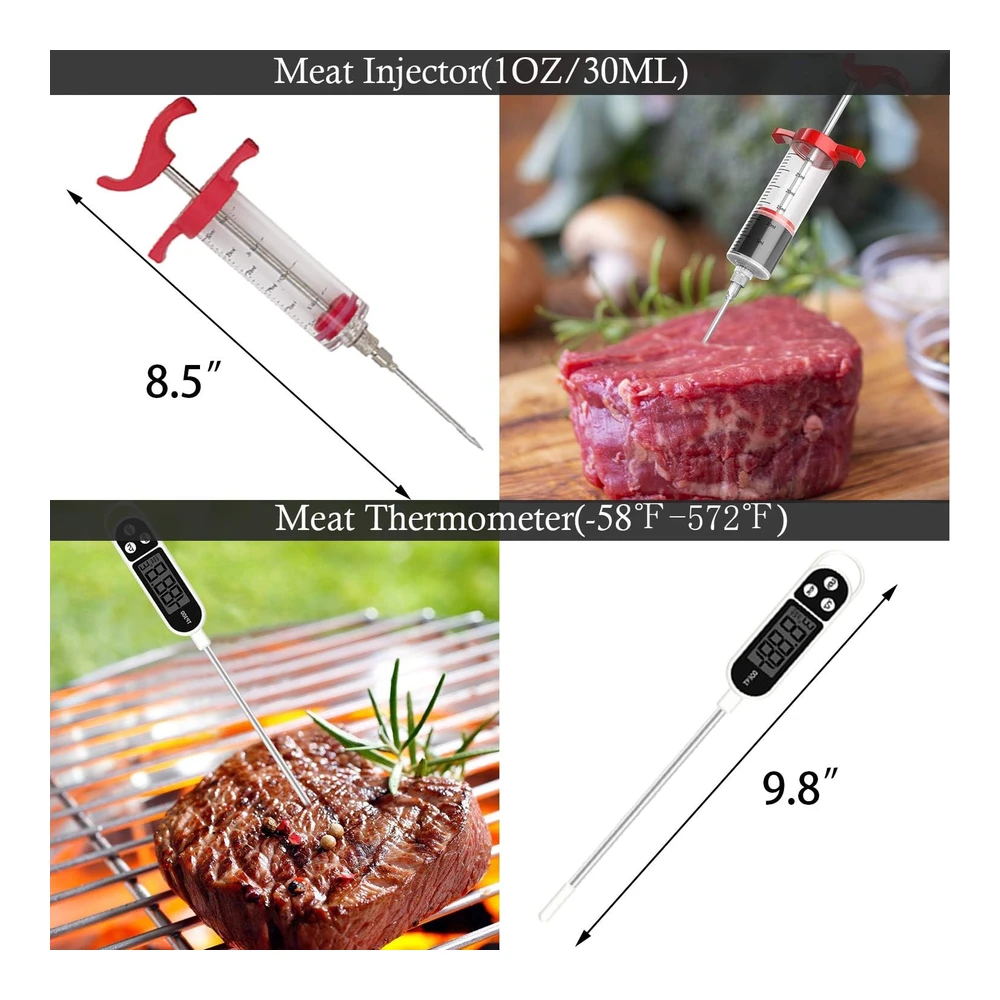 Romanticist - Kit de 26 Accesorios de Parrilla para Hombres y Mujeres - Herramientas de Barbacoa de Acero Inoxidable Resistentes con Guante y Sacacorchos - Juego de Utensilios de Parrilla En Bolsa de Lona Portátil para Exteriores - Camping - Patio Trasero - Color Marrón