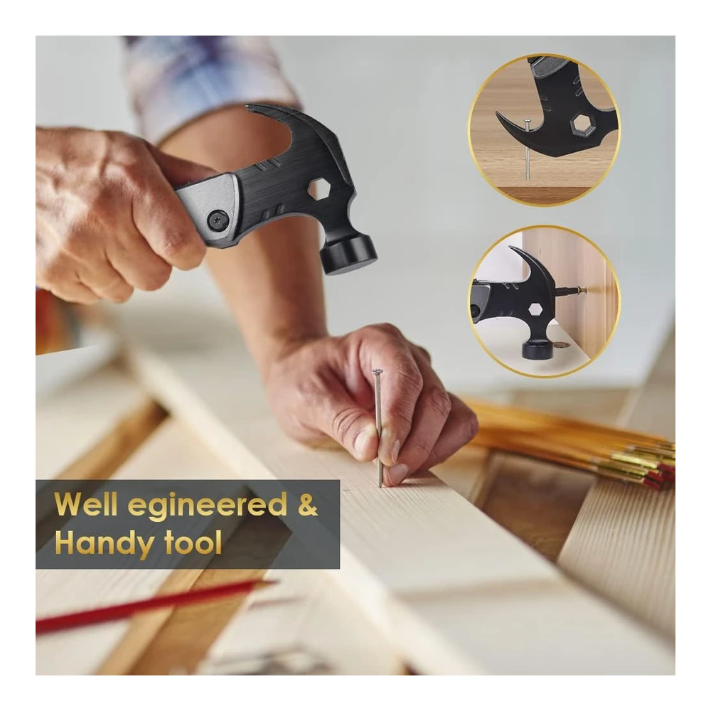 Multiherramienta Accesorios de Campamento para Hombres - Regalos de Papá - 13 En 1 - Multiherramientas de Supervivencia - Martillo de Navidad - Accesorios Geniales para Adultos - Él - Novio - Marido - Abuelo - Mujeres - Cumpleaños - San Valentín - Padres